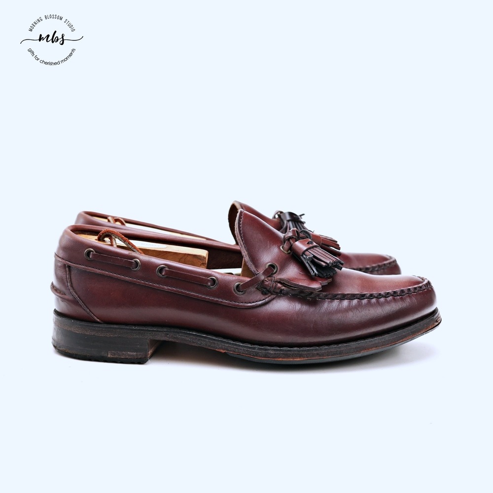 Polo Ralph Lauren Made in USA Leather‎ Tassel Kiltie Loafers Burgundy Men 9
